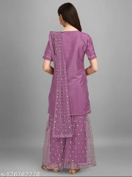 Purple dupatta set, women's traditional outfit with shawl