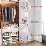 Four-layer clothes organizer with foldable and stackable design in wardrobe cupboard, enhancing storage space