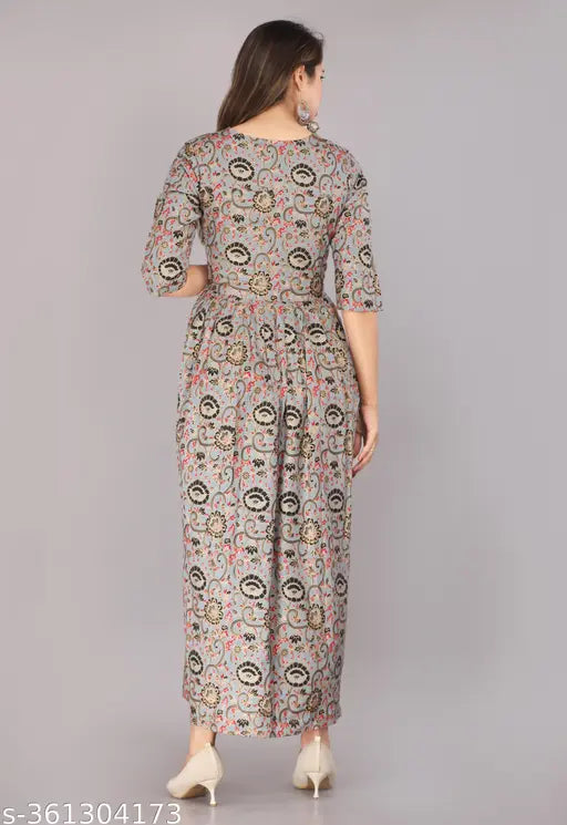 Rayon printed women's kurti, three-quarter sleeves, Indian fashion trend, M-XXXL sizes