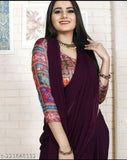 Maroon traditional Indian saree with printed border