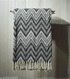 Woven grey zig zag throw blanket