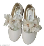 Girls' white patent leather slip-on shoes, embellished design for parties or casual wear
