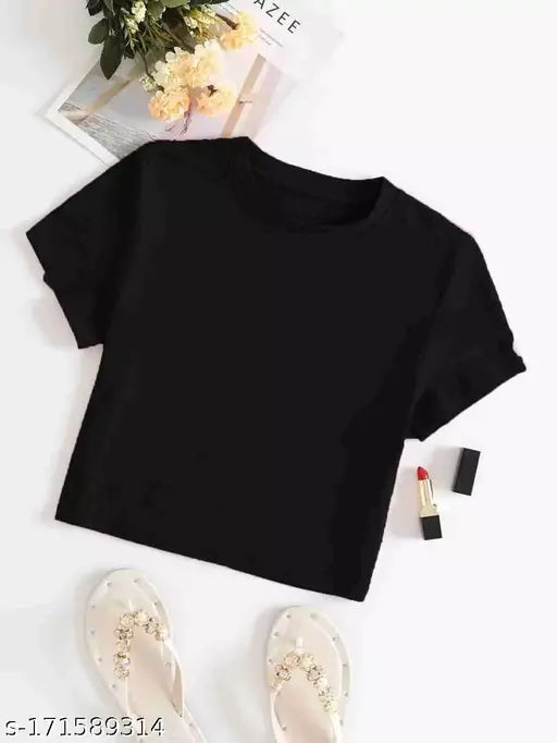 Trendy solid-color short sleeve women's t-shirt from India (S, M, L, XL)