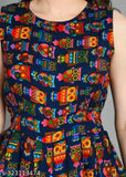Modern crepe jumpsuit, printed net, sleeveless, made in India
