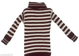 Multicolor woolen lining highneck kids sweaters pack of 3 - 100% wool striped sweaters for kids aged 9-24 months from India
