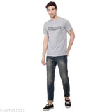 John Peters Men Grey Premium Cotton T-Shirt - Classic EXPLR design, short sleeves, comfortable and durable for sports and activewear