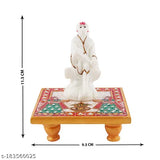 Marble & polyresin Sai Baba Idol with marble Chowki (Sinhasan) - exudes elegance, adds spirituality to Pooja room decor or home. High-quality craftsmanship, versatile use, sacred symbol of divine love