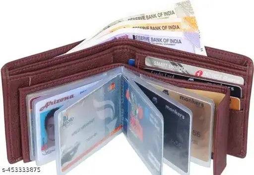 Brown leather album wallet for men, top grain quality with 2 compartments