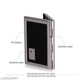 Red metal credit card holder wallet, RFID blocking, 5 compartments for cards and cash