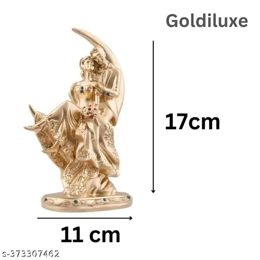 Goldiluxe brass moon-shaped couple showpiece, romantic home decor item for Valentine's or engagement gifts, 10 cm height