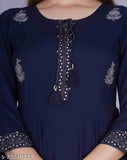 Rayon embroidered anarkali gown by Avi Fashions, three-quarter sleeves in various sizes from S to XXXL, Indian traditional party dress