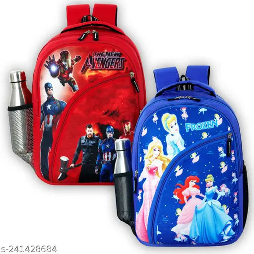 Unisex nylon net junior school bag with cartoon designs, ideal for kids aged 3-7. Durable, spacious, and waterproof. Perfect for school and adventures