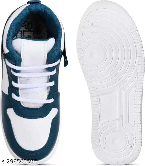 Navy blue and white sneakers