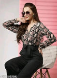 Trendy printed Lycra jumpsuit for women and girls, featuring long sleeves, available in multiple sizes (XS-XXXL), Indian origin