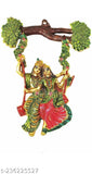 Metal Radha Krishna jhula Meena idol set, luck, prosperity for home, temple, office, and gifting. Size: L-B-H-18x9x17 cm. Indian origin