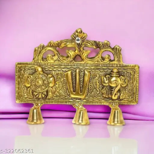 Metal wall hanging Tirupati Balaji Shankh Chakra Tilak, featuring Hanuman ji symbols, decorative showpiece for Vastu compliant homes (18cm x 3cm x 15cm)