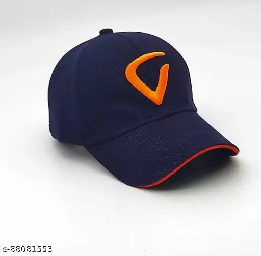 Black & navy blue cotton adjustable baseball cap, fashionable for men & women. Ideal for sports, outdoor, travel, and casual wear." (105 characters)