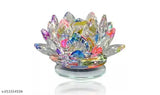 Transparent crystal lotus for positive energy, feng shui gift item. Handmade glass showpiece, 1.5" length, attracts good luck, revitalizes love, emits prosperity vibes