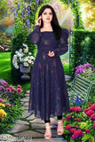 N.Blue embroidered Georgette blouse with three-quarter sleeves, available in M-XXXL, Indian fashion