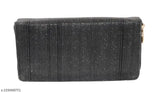 Black glitter hand clutch wallet, slim purse with vintage style
