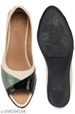 Synthetic leather multicolor bellies for women (cream) - slip-on ballerinas on display stand, MAHI & LOOKS branded