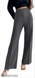 Designer black cotton blend bell-bottom palazzos for women, solid net pattern, sizes S-XXL