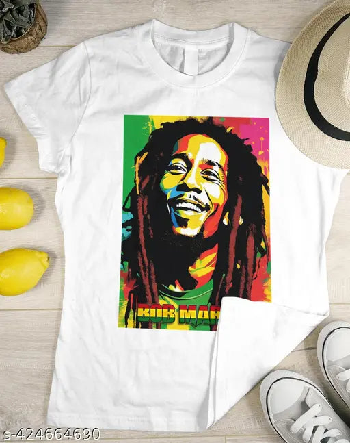 Bob Marley photos printed polycotton T-shirt for men - round neck, half sleeves, regular fit, ultra soft, comfortable, lightweight