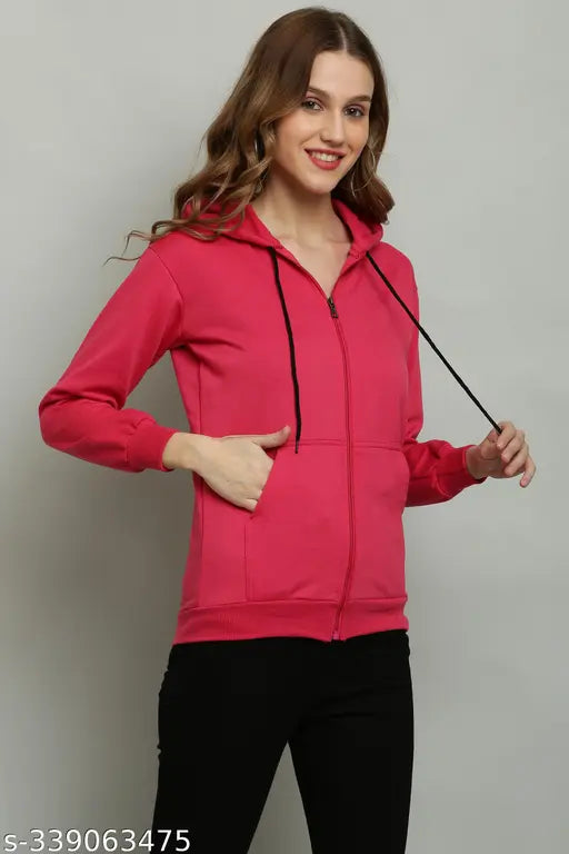 Fleece Brightnex Winters Jacket, solid pattern, long sleeves, size S (34in bust, 20in length)