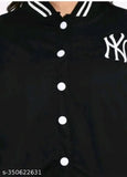 NYC black full sleeve kids' girl's jacket with zipper closure