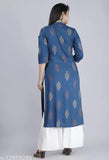 Blue rayon kameez with floral design