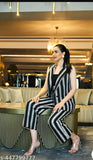 Women's comfortable zigzag design coat pant set, cotton blend fabric, black & white crochet lace, versatile Western wear for casual or semi-formal events, Indian origin