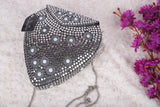 PARATO Silver Metal Heart-shaped Clutch Sling Bag Handbag with a chain strap