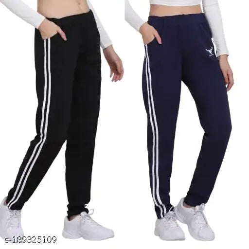 Black and navy women's sweatpants, lower waistpack, 2 pack