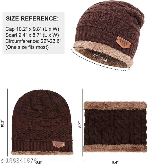 Black Arcylic 3-IN-1 Beanie Cap, Balaclava, Touchscreen Gloves Set - Ultra Warm, One Size Fits Most - Winter Protection