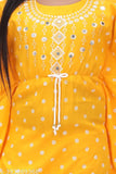 Red cotton Kraftan and Palazzo set - embellished top with printed net palazzo bottom, perfect for Indian festive wear