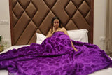 Kiara Floral Double Mink Polyester Blanket, heavy winter self-design, 90x86 inches on display