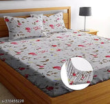 White cotton elastic king size fitted bedsheets with 2 pillow covers, 72x78+10 inches, ideal for summer, floral pattern