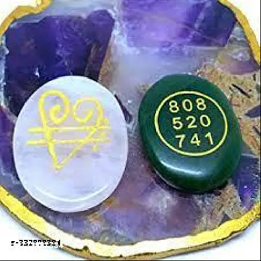 Multi-colored stone coin set: Rose Quartz & Green Jade for wealth, money flow, and feng shui attraction