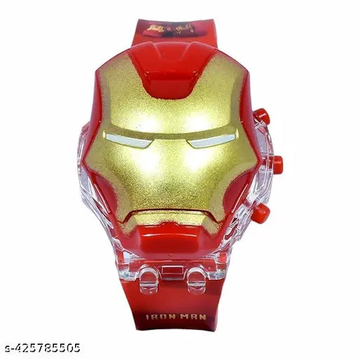 Multicolor Backlight Spiderman Kids' Digital Watch, red synthetic strap with asymmetrical beige dial, ideal for casual occasions