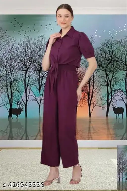 Elegant poly crepe boho floral high-waisted chic off-shoulder two-piece romper set, suitable for parties or weddings. Indian fabric and design