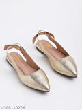 Golden synthetic ballerinas by Shoetopia - slip-on style for women, India-made