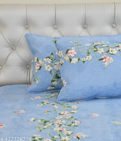 Water-resistant plaid cotton blend double bedsheet flat with 2 pillow covers (Printid), ideal for summer adult use. Stylish duvet cover set from Chand Home furnishing
