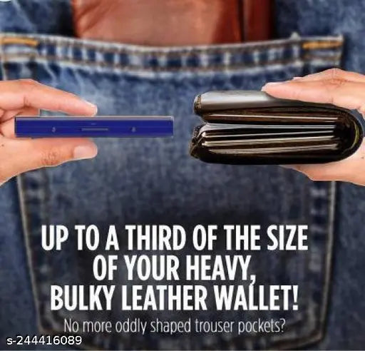 Black aluminum men's debit care wallet, RFID-protected two-fold design with six card slots, compact size (L10cm x W8cm x H7cm, 100g)