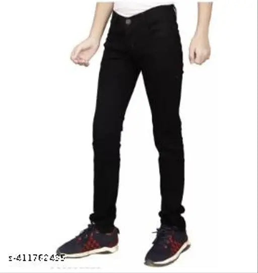 Black denim men's jeans, NEW BLACK PLAIN JEANS from Shriradhe Enterprises, perfect for any occasion