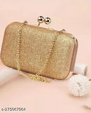 Glitter gold clutch with chain strap