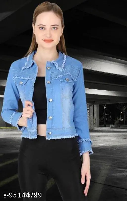 Denim waistcoat for women, fancy latest style from India. Available in sizes XS, M (36in bust, 21in length), L (38in bust, 21in length), XL (40in bust, 21in length)