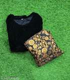 Velvet navy blue kameez, long sleeves, embroidered paisley design