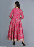 Rayon printed Anarkali Kurta for women, three-quarter sleeves, vibrant combo design - Indian ethnic wear, trendy and comfortable