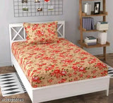 180 TC Floral GlacecottonCotton 1 SingleBed Bedsheet with 1 Pillow Covers (Size - 60x90 Inches)