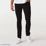 Black denim men's slim fit jeans, solid, durable, and affordable for everyday wear (Size 28, 30, 32; Made in India)